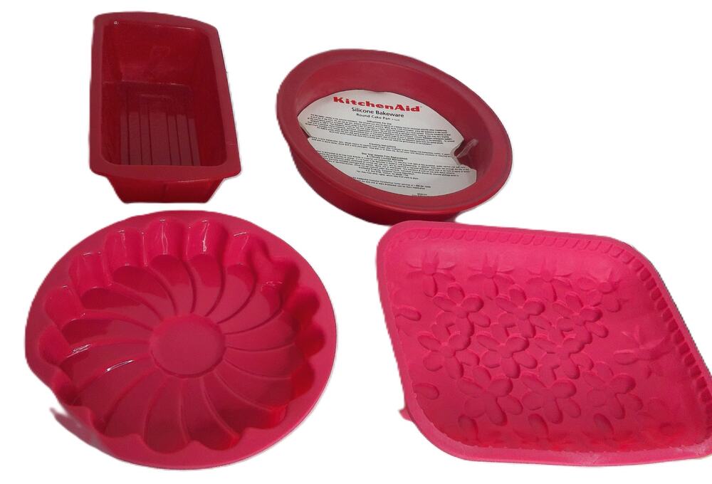 Silicone Bakeware 2 KitchenAid & 2 Floral Molds Mixed Lot of 4